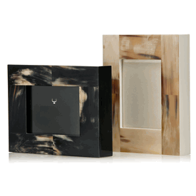 Luxury Custom Made Black Horn Photograph Frame * Lacquer Trim * 11 x 9 inches